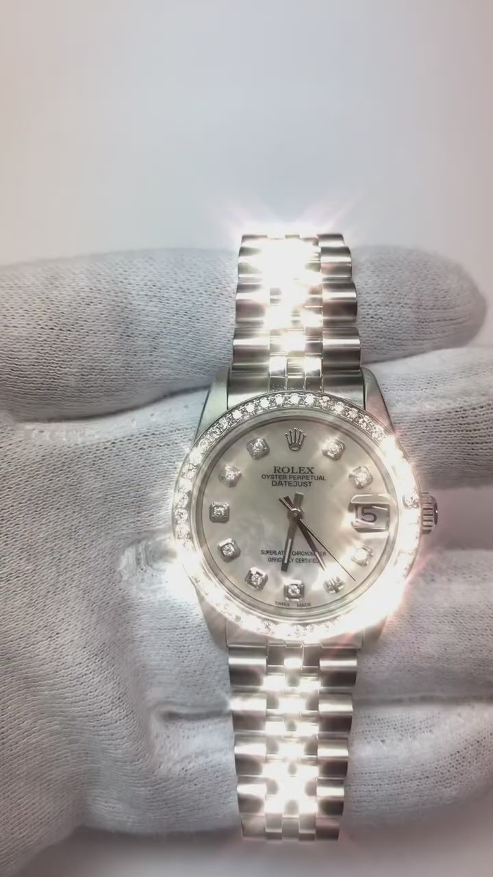 Montre pour homme Rolex Datejust 31 mm avec cadran en nacre et diamant en acier inoxydable