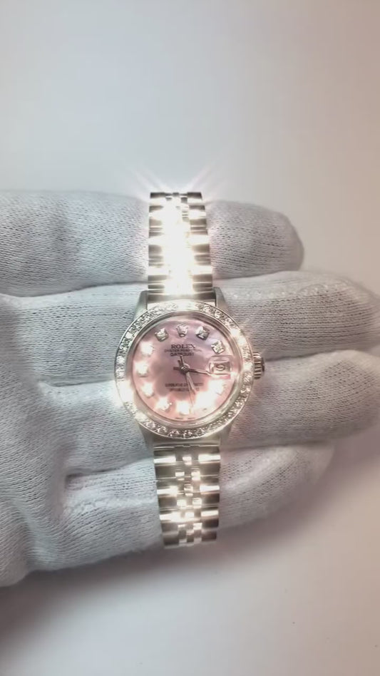 Rolex Datejust acier inoxydable Jubilé Bracelet Roze Serpillière Cadran Diamant Montre Femme