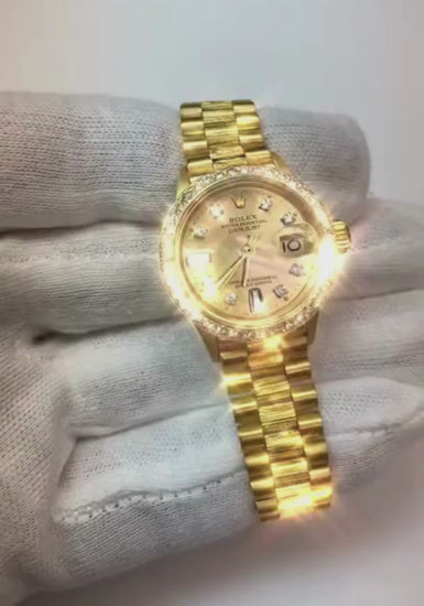 Président Champagne Cadran Diamant Lunette Montre Rolex Datejust Yg