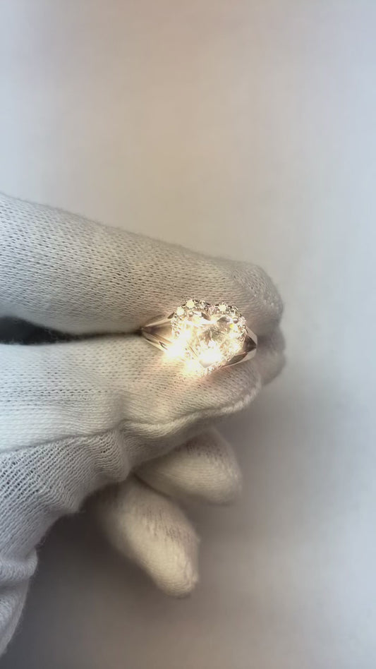 Superbe Bague En Forme De Cœur Et De Réel Diamants Coupe Ronde 2 Ct Avec Halo En Or Blanc 14K