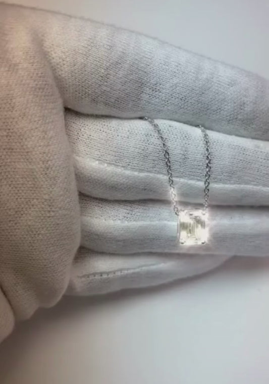 1 carat émeraude diamant femmes collier pendentif or blanc 14K