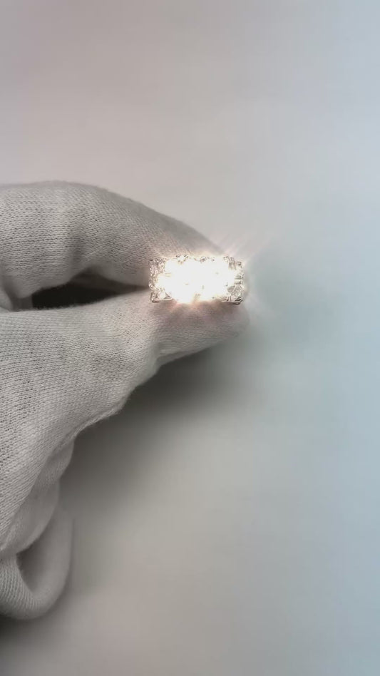 Bague De Fiançailles Marquise 2 Carats Et Réel Diamants Ronds Or Blanc 14K Neuf