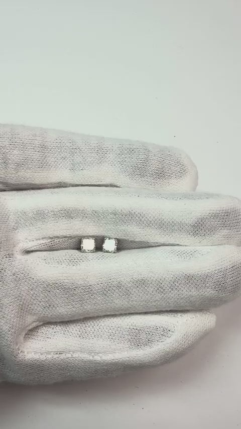 Boucle D'oreille Véritable Diamant Naturels Extraits des Mines ( et non cultivés en laboratoire ) Taille Asscher 1 Carat en Or Blanc Massif 14K