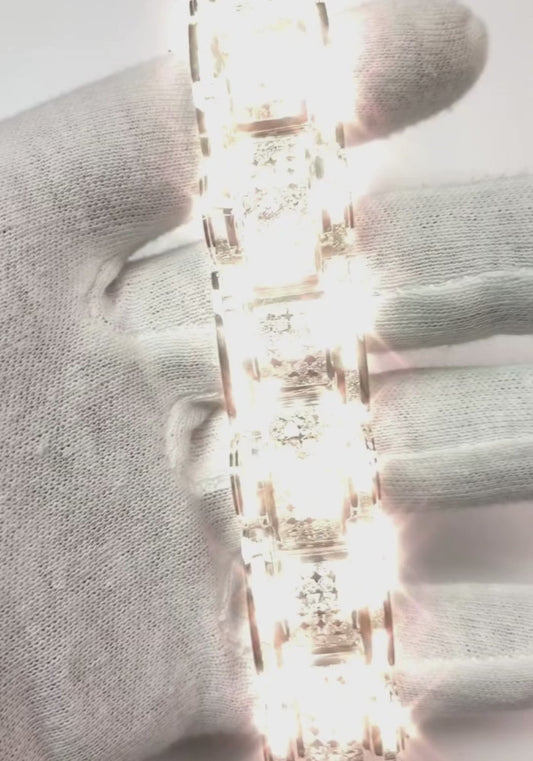20 Carats Diamant serti de pavé coupe princesse Bracelet Homme Or Blanc 14K