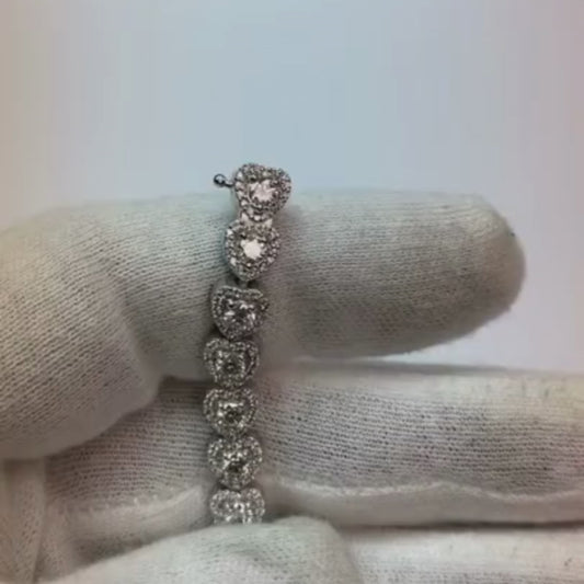Bracelet Pour Femme à 3,35 Carats De Diamants Brillants 14K D'Or Blanc