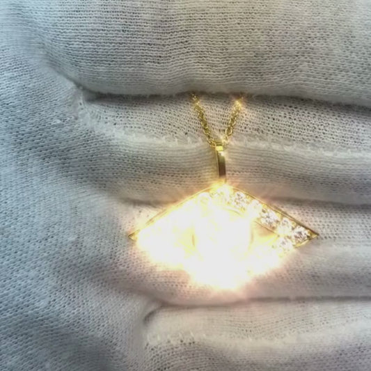 Collier pendentif oeil diamants Coupe Ronde 2.7 ct en or blanc 14 carats