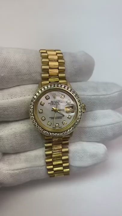 montre présidentielle Rolex dame lunette serpillière président Or jaune2