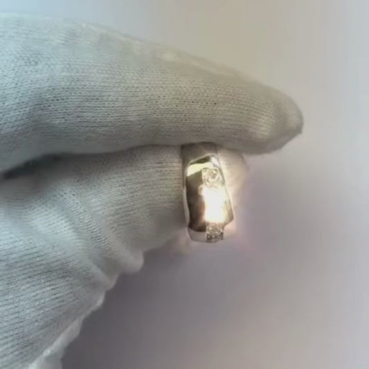 Bague de mariage pour homme avec diamants ronds de 1.25 ct. or blanc 14K