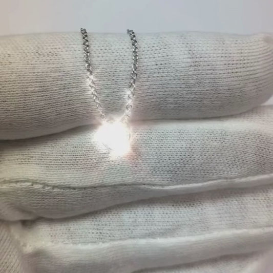 Collier pendentif diamant rond taille brillant 1 carat en or blanc 14 carats