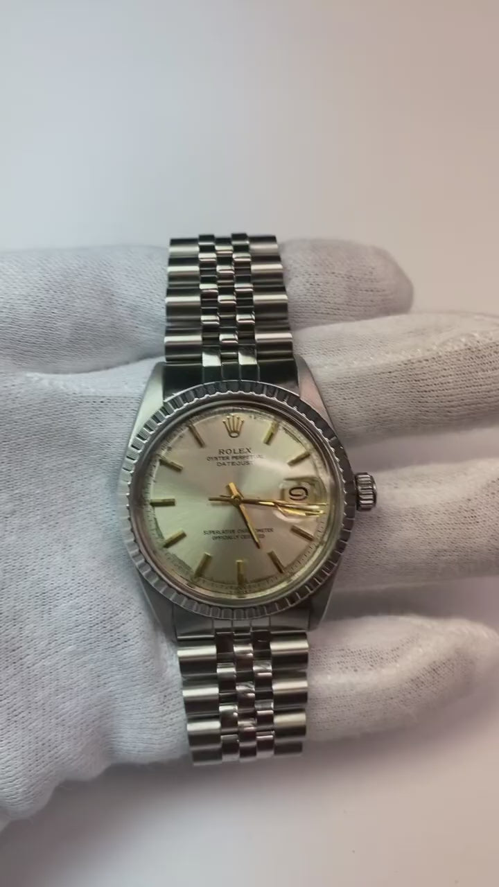 Montre Rolex Datejust pour homme, cadran argenté, lunette cannelée, bracelet acier inoxydable