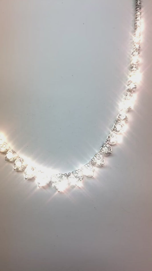 Collier Femme Naturel Diamants Ronds Taille Brilliant 25 Carats Or Blanc 14K