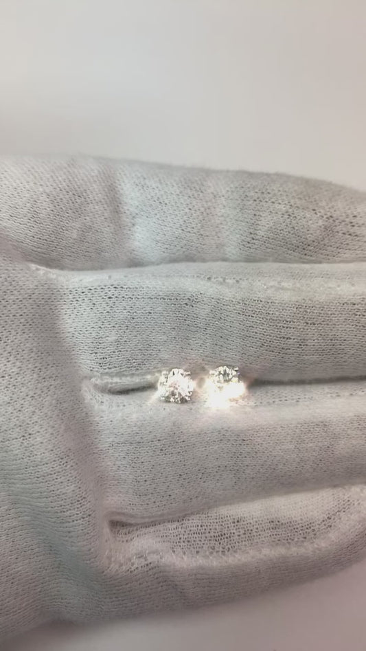 Boucles D'oreilles Puces Réel Diamant Rond 1.60 Carats Or Blanc 14K