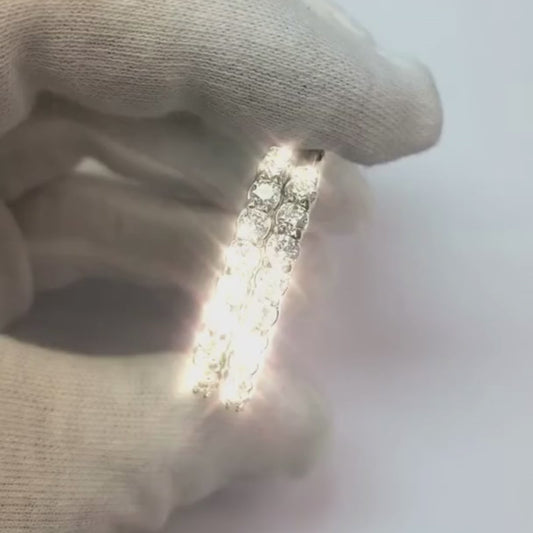 Créoles pour femmes de 7,00 Carats de Diamants taille ronde en Or blanc 14K