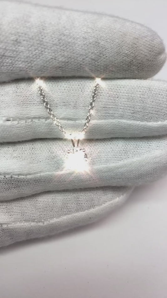 1 Carat Rond Solitaire Naturel Diamant Collier Pendentif Or Blanc 14K