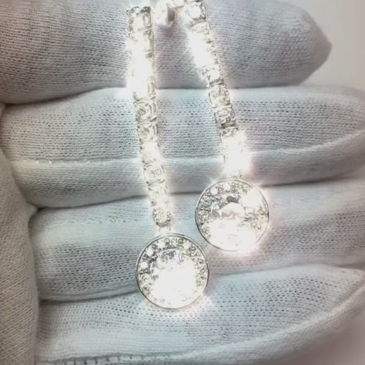 Boucles d'Oreilles Pendantes Diamant Or Blanc 14K 6.75 Carats