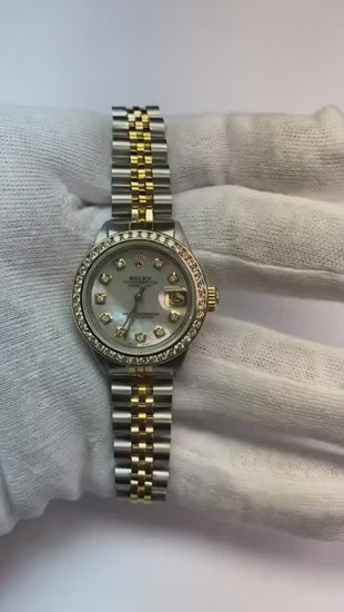  Rolex Datejust Montre en or SS pour femme avec cadran en diamant et lunette sertie de canaux