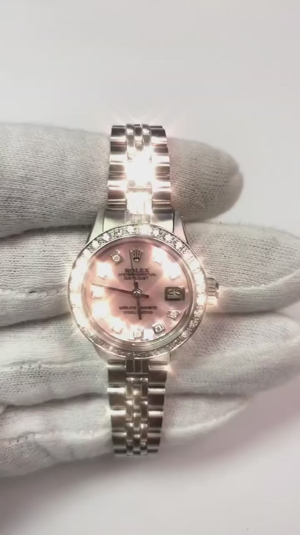 Rolex Datejust acier inoxydable Jubilé Bracelet Roze Serpillière Cadran Diamant Montre Femme