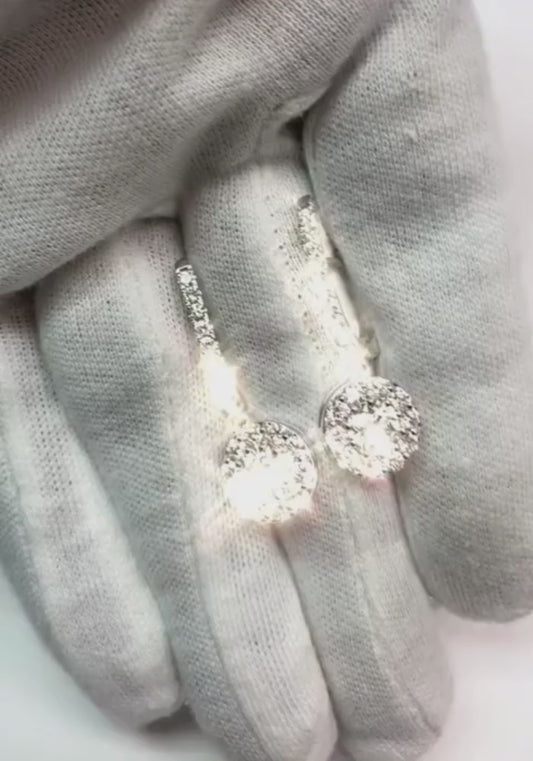 3.44 Carats Boucles d'Oreilles Femme Diamants Sertis Griffes Or Blanc 14K