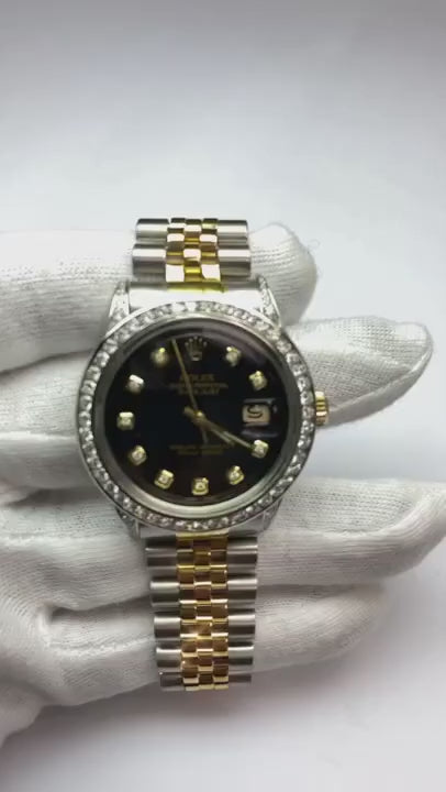 Rolex Datejust Montre Deux Tons Hommes Manche Lunette Diamant
