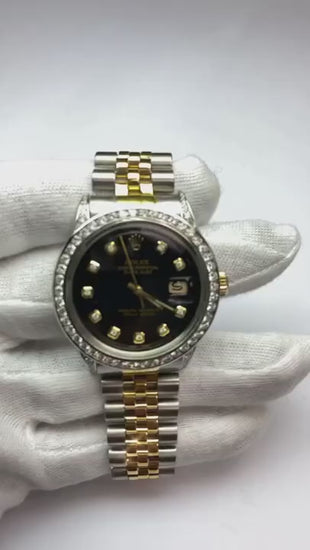 Rolex Datejust Montre Deux Tons Hommes Manche Lunette Diamant