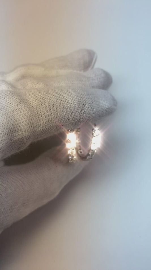 Magnifique Boucle D'Oreille En Réel Diamant Rond De 3 Carats En Or Blanc Massif 14K