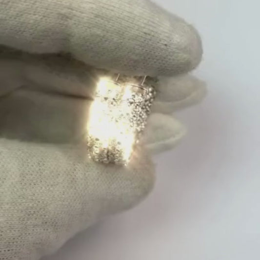 Boucles d'oreilles double rangée de diamants 4 carats en or blanc 14K