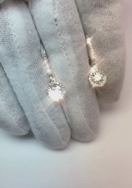 Boucle d'oreille pendantes dame Diamants en or blanc 14K sertie de griffes 2,50 carats