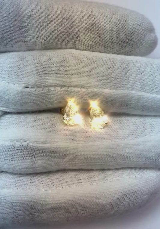 Boucles d'oreilles diamants taille poire 2 carats Pushback or jaune