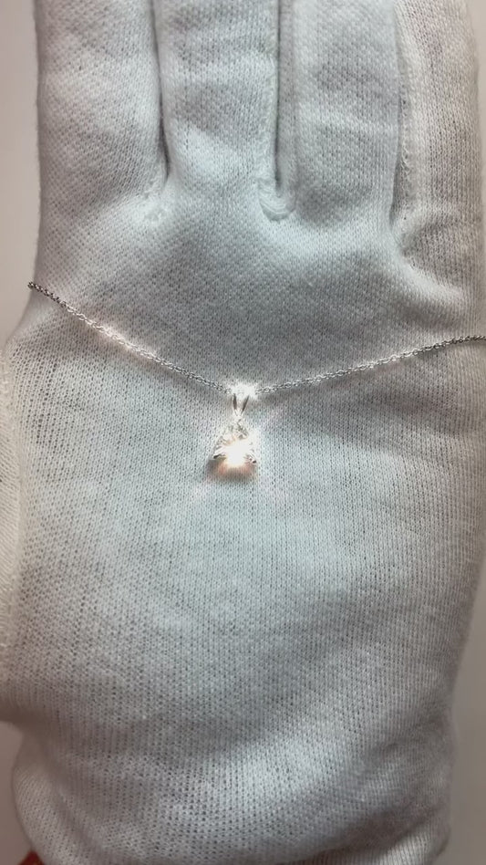 Collier Pendentif Solitaire Trillion De Naturel Diamants 1.50 Carats Or Blanc 14K