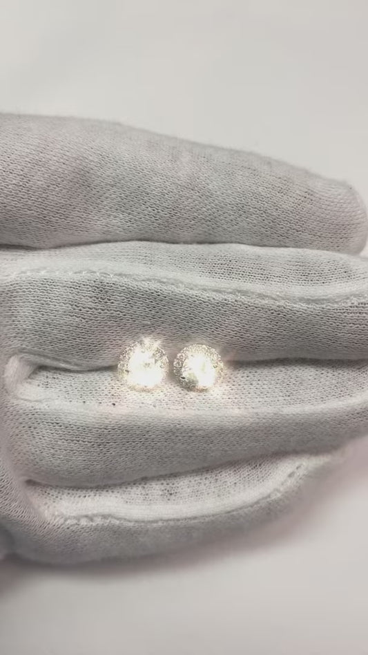 Boucles D'Oreilles Rondes En Forme De Halo De Réel Diamants 1.90 Carats En Or Blanc 14K