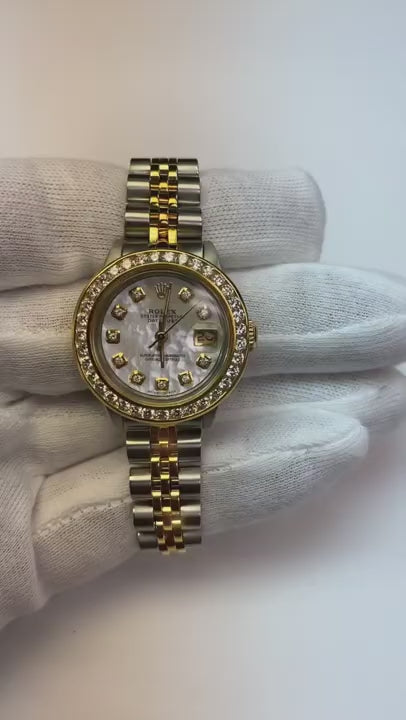 Montre Rolex Datejust pour femme à cadran arabe et or jaune