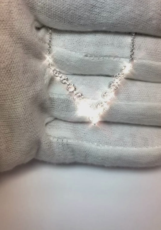 Collier en or blanc 14K pour femme avec diamants étincelants de Coupe Ronde de 2 carats