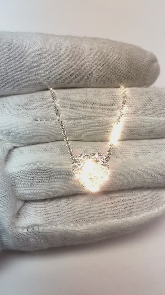 Collier Pendentif En Forme De Coeur Avec Réel Diamants Ronds 3.60 Carats En Or Blanc 14K