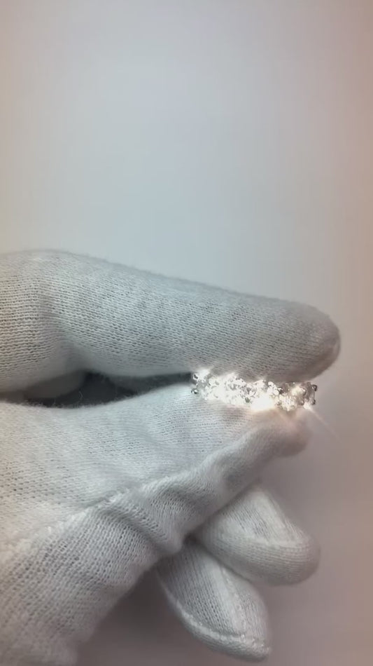 Cinq Pierres Réel Diamant Demi-Eternité Bande 1 Carat 14K Or Blanc