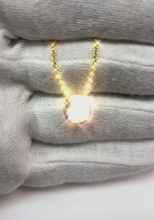 Pendentif Collier Diamant 1.50 Carat Taille Ronde Lunette Sertie Or Blanc 14K