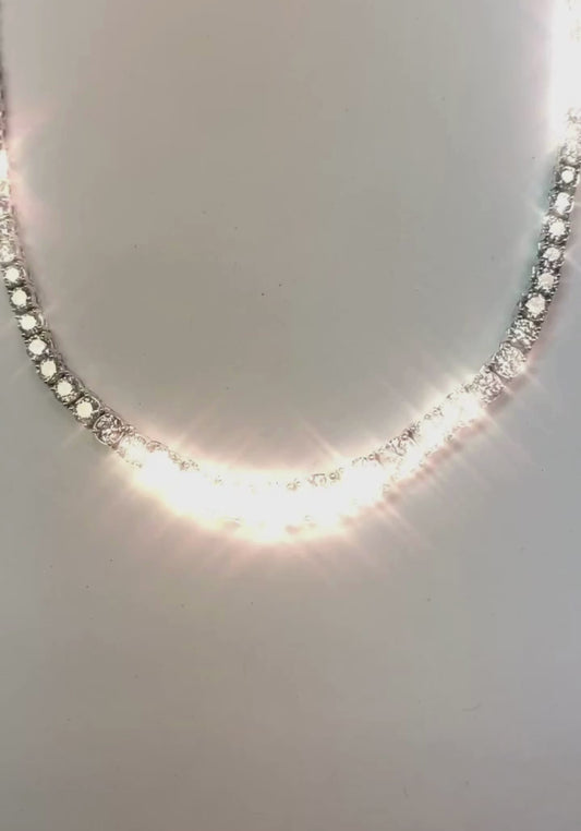 25.00 Carats Collier Naturel Diamants Tennis Gradué Riviera 40 cm Or 14K