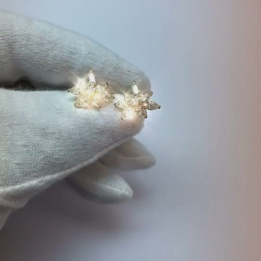 Boucles d'oreilles grappes de diamants ronds en forme de poire 3 carats en or