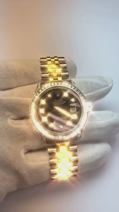 Datejust Rolex Montre Deux Tons Hommes Manche Lunette Diamant