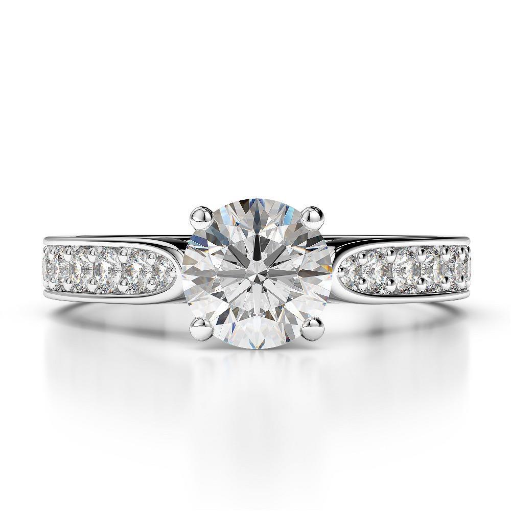 Diamant Bague Solitaire avec Accents 3-carats Or 14K Blanc – vue principale