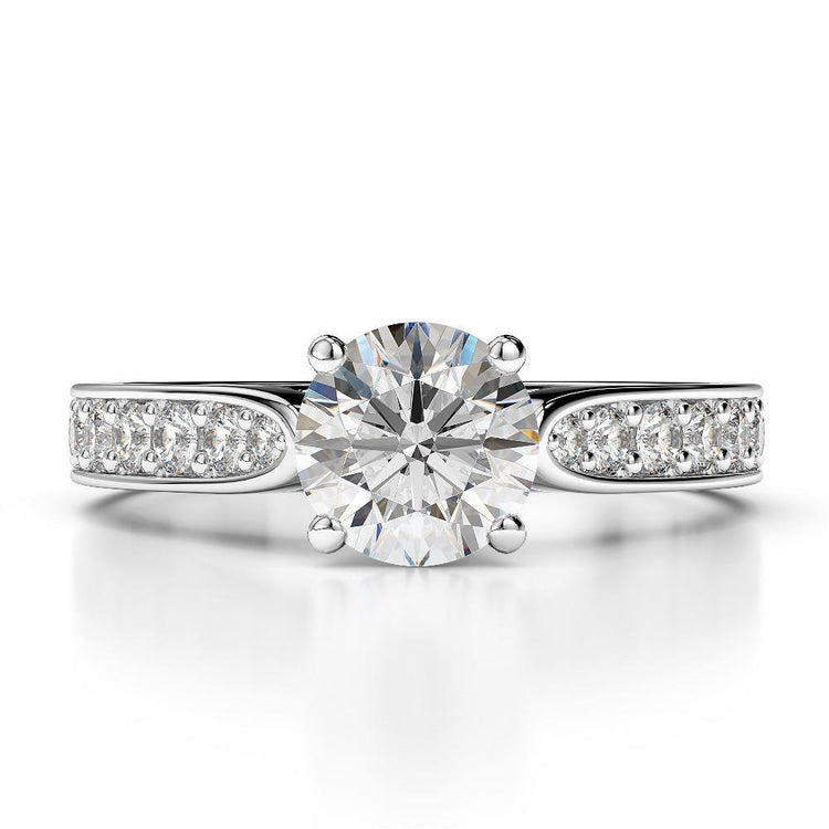 Diamant Bague Solitaire avec Accents 3-carats Or 14K Blanc – vue principale