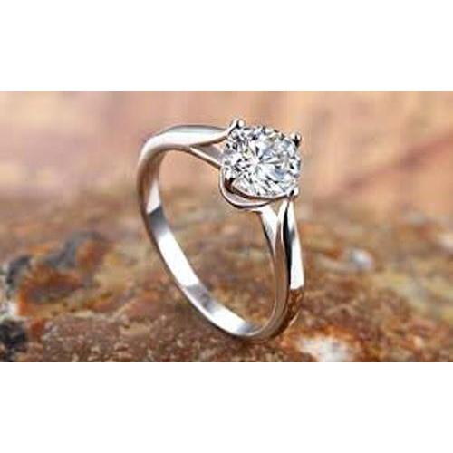 Bague Mono-Pierre Or 14K Rose avec Diamant – vue principale