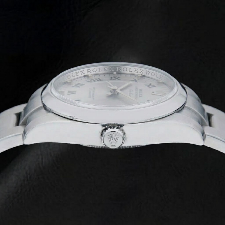 Rolex Air-King 34 mm 114200 Montre en Acier Inoxydable Cadran Argenté à Chiffres Romains Bracelet Oyster