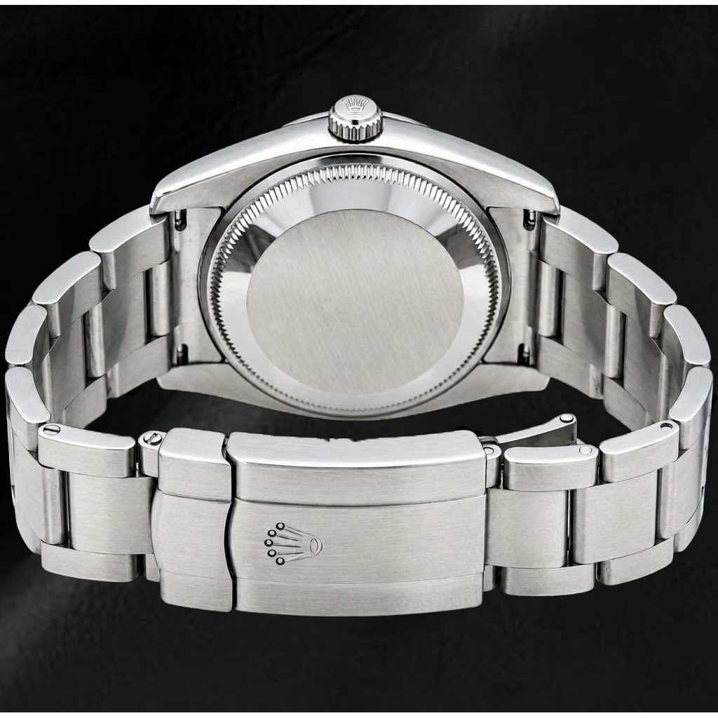 Rolex Air-King 34 mm 114200 Montre en Acier Inoxydable Cadran Argenté à Chiffres Romains Bracelet Oyster