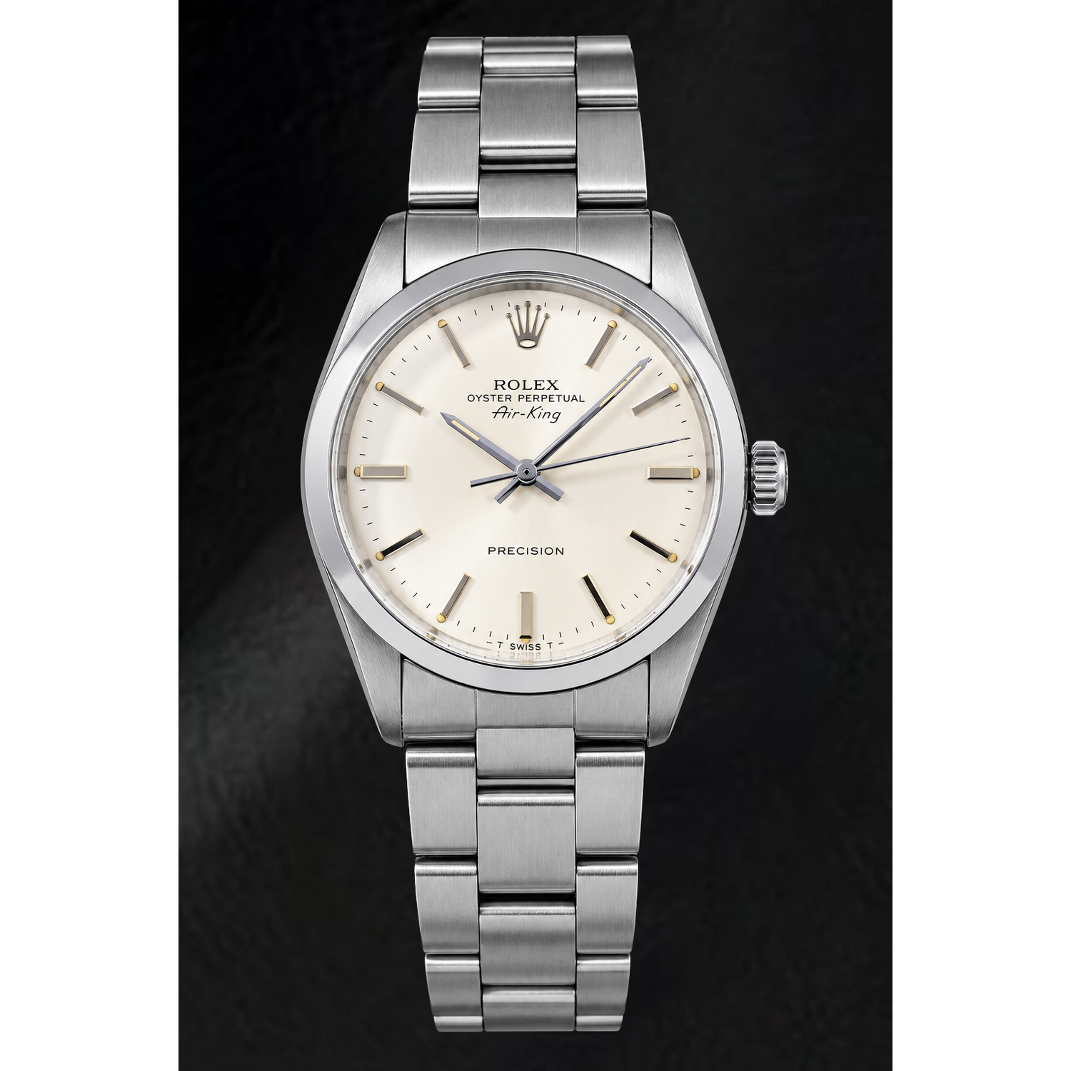 Rolex Air-King 5500 34 mm Montre en Acier Inoxydable Cadran Argenté à Index Bâtons