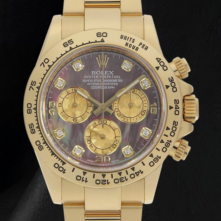 Rolex Cosmograph Daytona 116508 40 mm Montre en Or Jaune Cadran en Nacre Noire