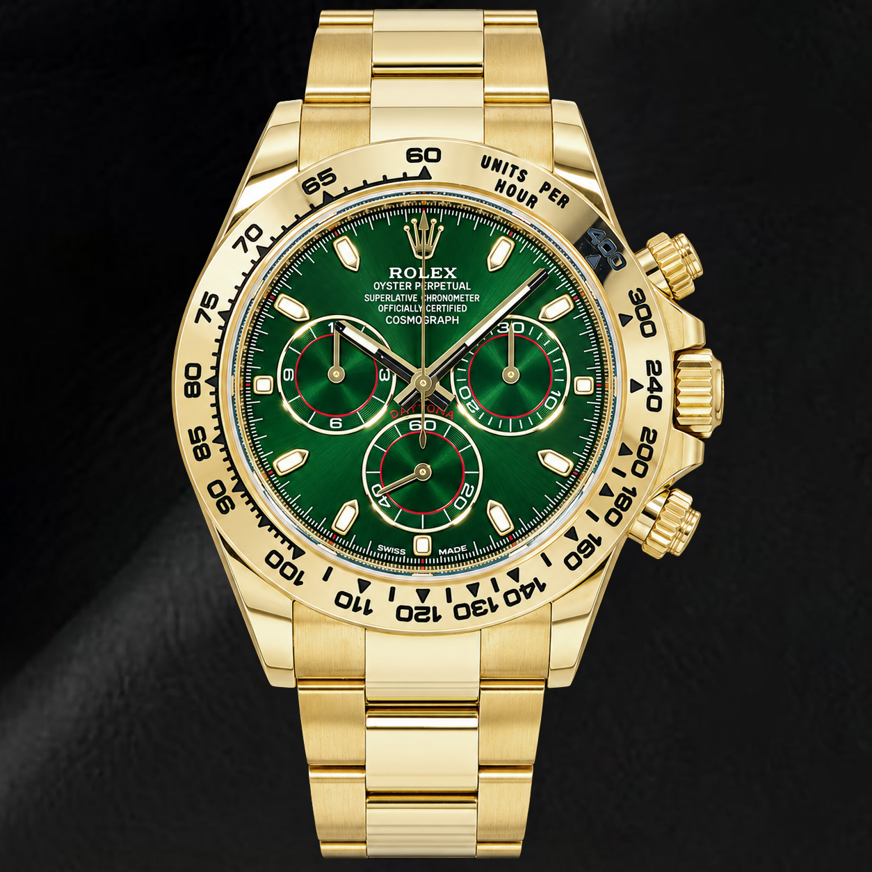 Rolex Cosmograph Daytona 116508 Montre en Or Jaune 40 mm Cadran Vert Luminescent
