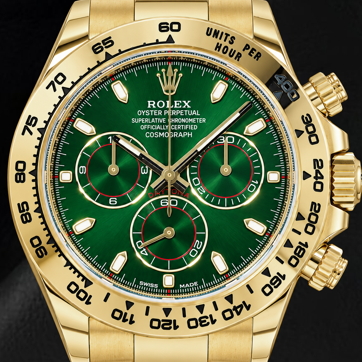 Rolex Cosmograph Daytona 116508 Montre en Or Jaune 40 mm Cadran Vert Luminescent
