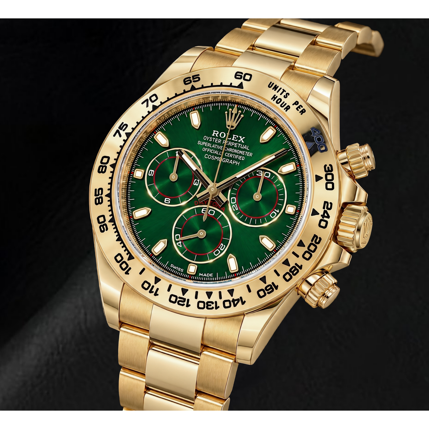 Rolex Cosmograph Daytona 116508 Montre en Or Jaune 40 mm Cadran Vert Luminescent