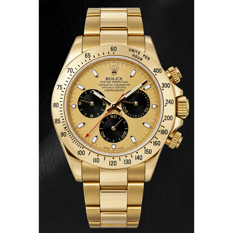 Rolex Cosmograph Daytona 116528 40 mm Montre en Or Jaune Cadran Champagne Luminescent