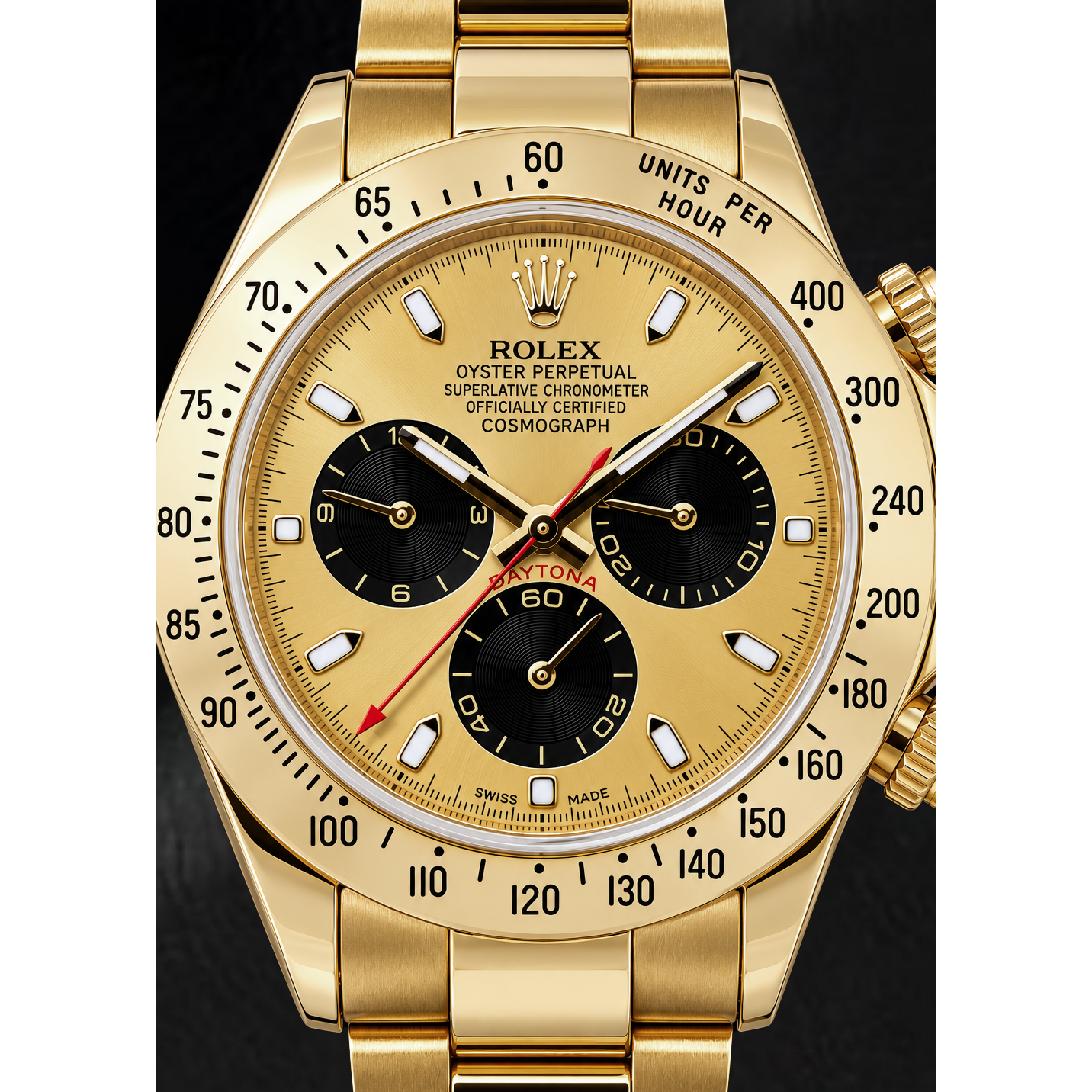 Rolex Cosmograph Daytona 116528 40 mm Montre en Or Jaune Cadran Champagne Luminescent